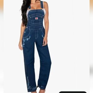 Revolt Women's Plus Size comfort Denim Jean Blue Overalls